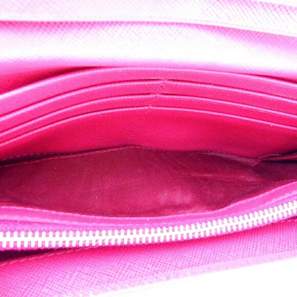 PRADA Long Wallet Logo Pink Safiano Leather Authentic - Picture 6 of 8